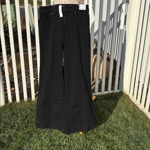 J. Crew Black Denim Wide Leg Trousers Size 31 NWT